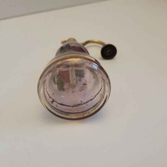 Vintage Glass Perfume Atomizer With Brass Nozzle & Floral Design - Picture 5 of 6